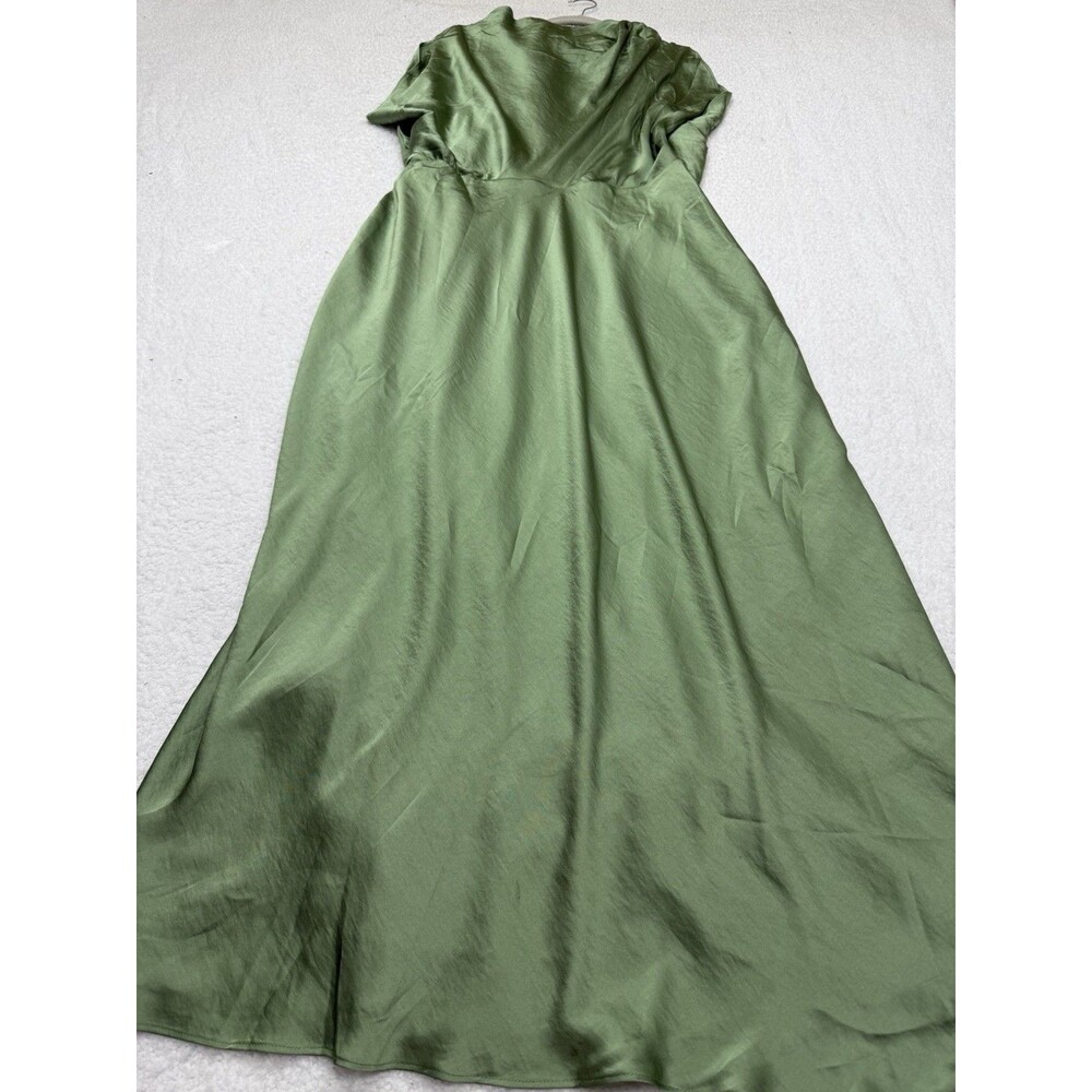 Abercrombie & Fitch Maxi Dress Green Cowl Neck Draped Wedding Preppy Size XL - Picture 6 of 13